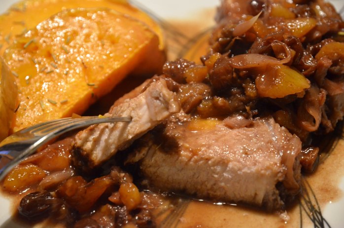 pork loin with dried fruit sauce
